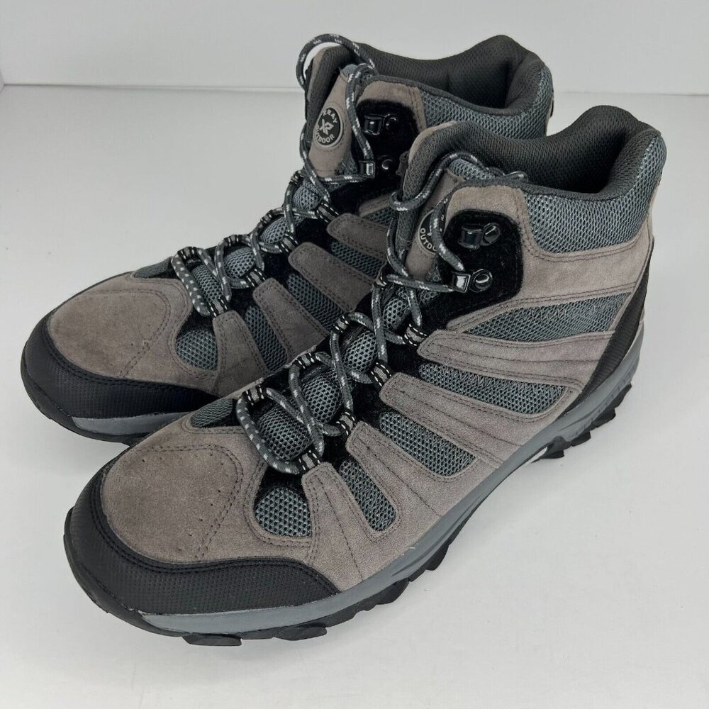 Xray Outdoor Mens XRW330 Gray Manmade Lace Up Hiking Bootie Size 12 Ankle Boots